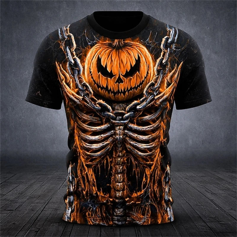 Pumpkin Print Casual Mens T-Shirt