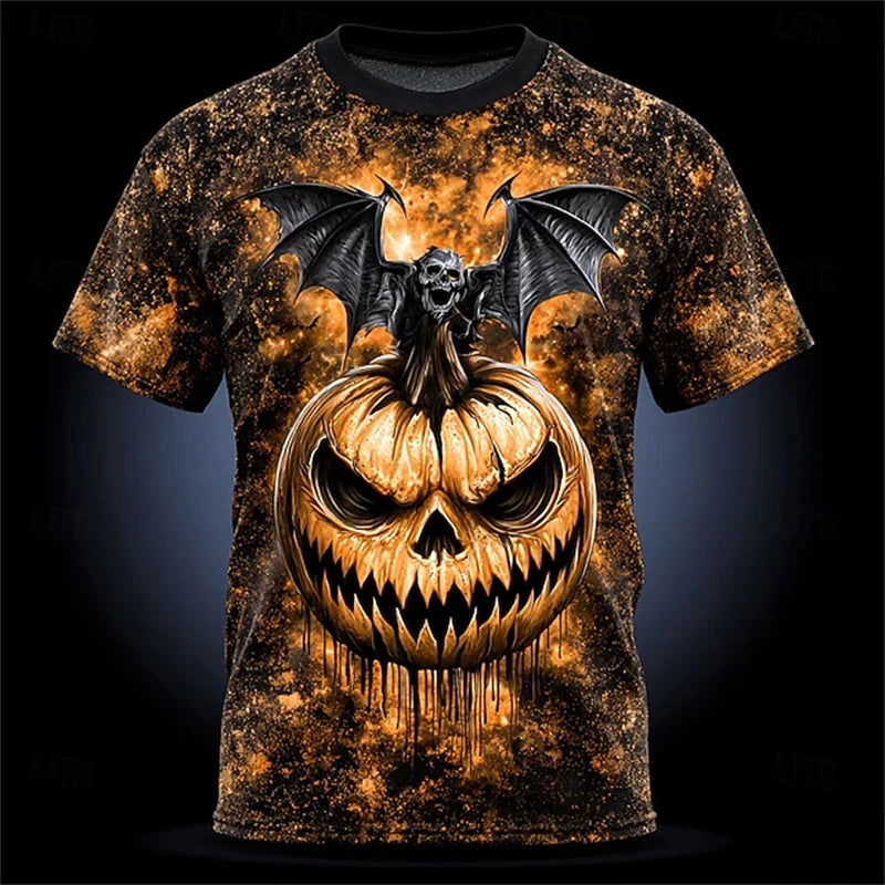 Pumpkin Print Casual Mens T-Shirt