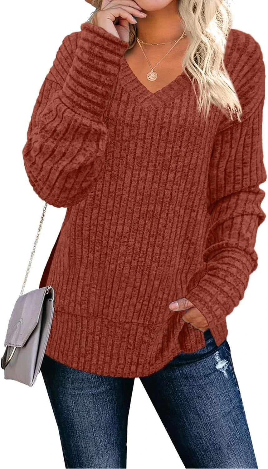 Loose V Neck Casual Sweater