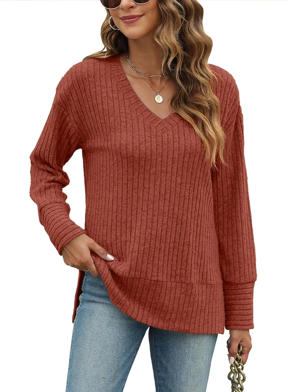 Loose V Neck Casual Sweater