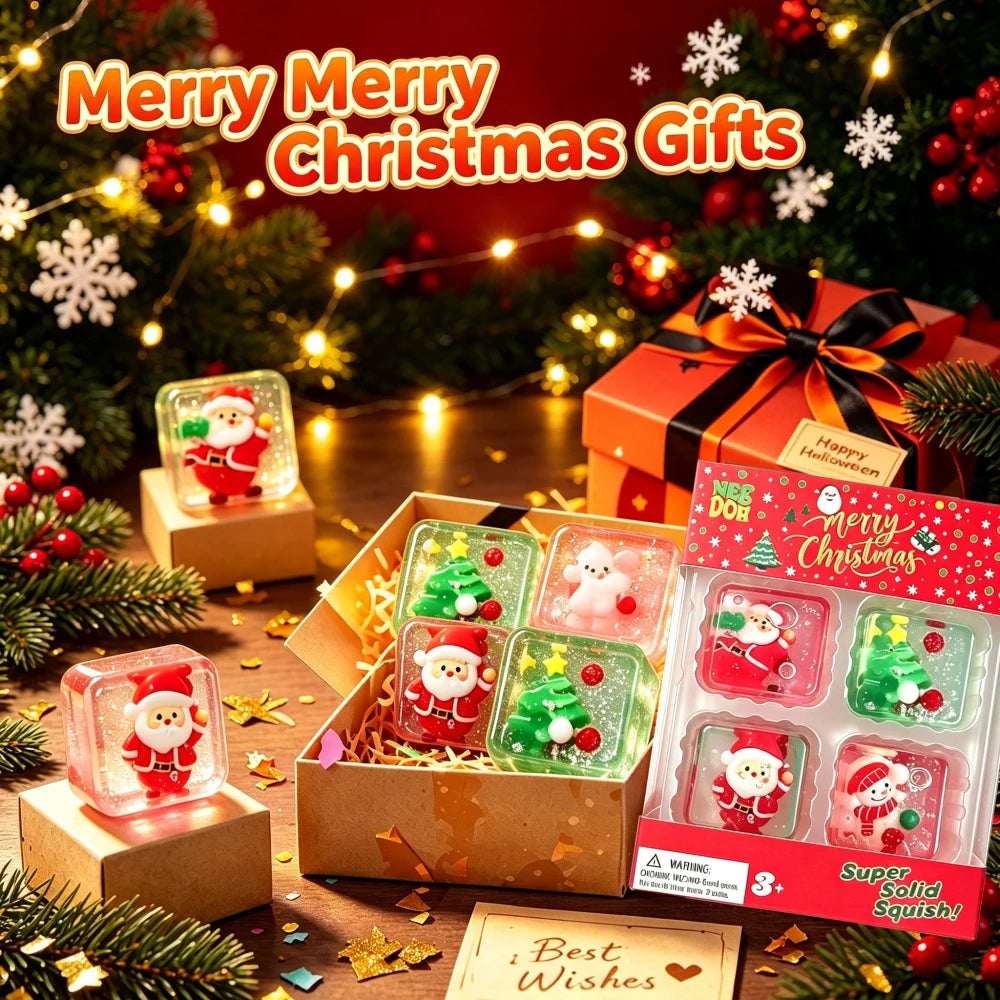 Christmas Stress Relief Squishy Cube Set