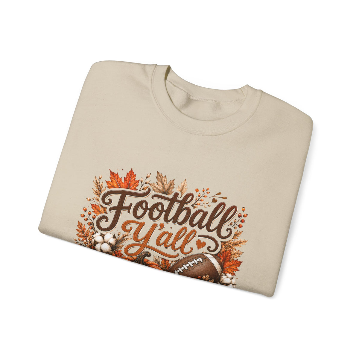 Football Y'all Sweatshirt — Fall Pumpkin & Plaid Game Day Crewneck