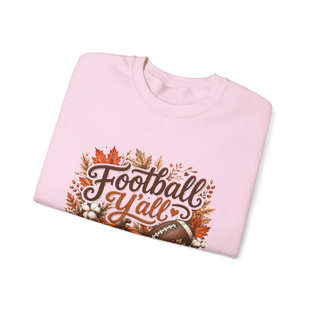 Football Y'all Sweatshirt — Fall Pumpkin & Plaid Game Day Crewneck